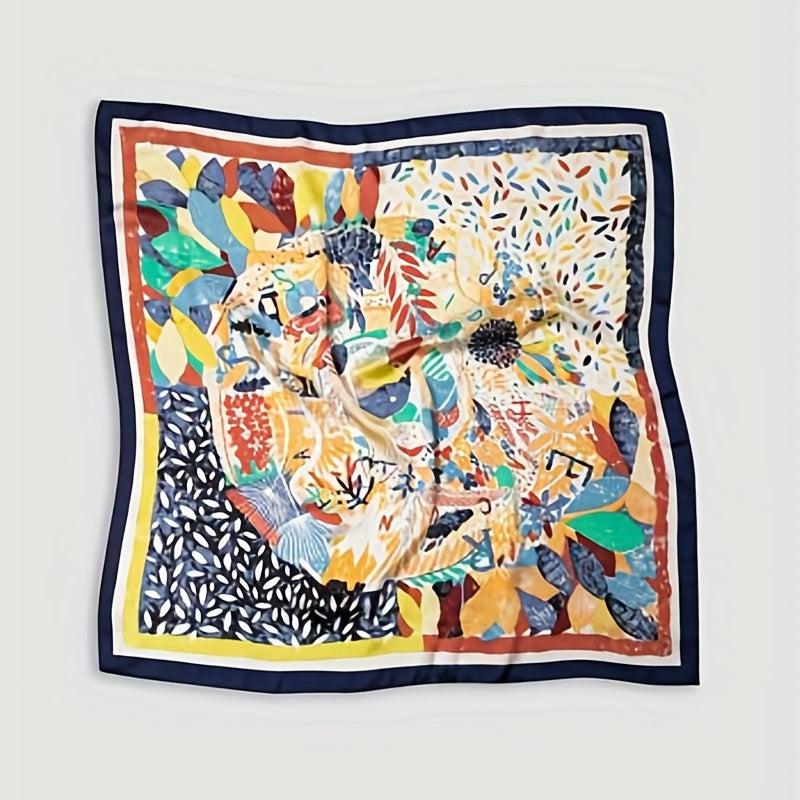 Boho Graphic Square Scarf Classic Satin Neckerchief Silk Bandana Head Wraps