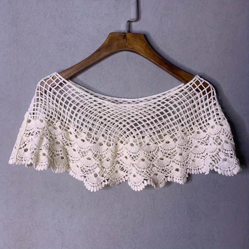 Classic Lace Hollow Out Shawl Solid Wrap Breathable Cape for Party Wedding