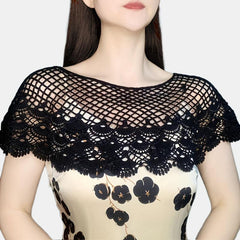 Classic Lace Hollow Out Shawl Solid Wrap Breathable Cape for Party Wedding