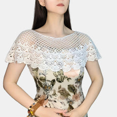 Classic Lace Hollow Out Shawl Solid Wrap Breathable Cape for Party Wedding