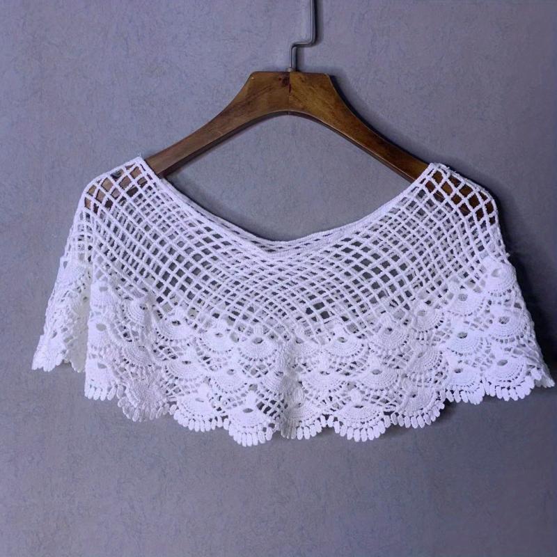 Classic Lace Hollow Out Shawl Solid Wrap Breathable Cape for Party Wedding