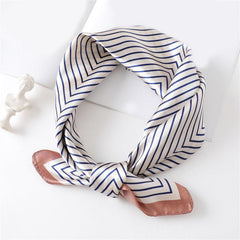 Stripe Print Square Scarf Satin Bandana Neckerchief Women Silk Head Wrap
