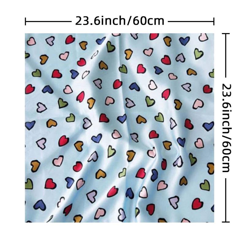 Stripe Print Square Scarf Satin Bandana Neckerchief Women Silk Head Wrap