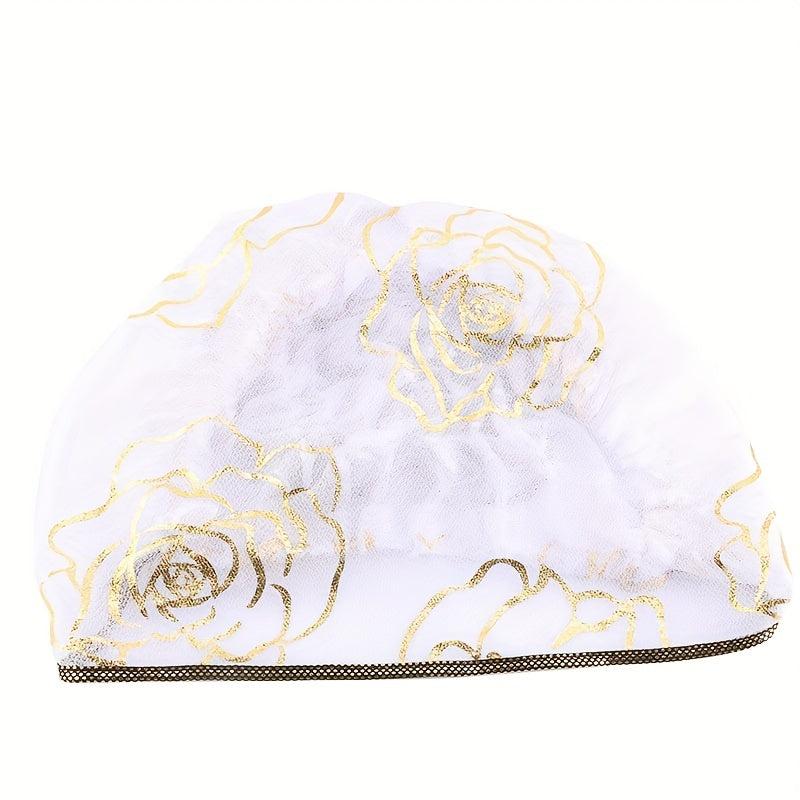 Hot Stamping Flower Pre Tied Head Scarf Turban Cap Head Wrap Cap