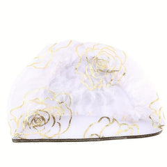 Hot Stamping Flower Pre Tied Head Scarf Turban Cap Head Wrap Cap