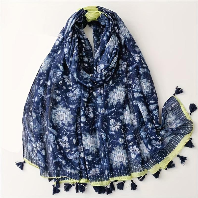 Fringed Scarf Long Retro Sunscreen Bandana Travel Windproof Beach Towel