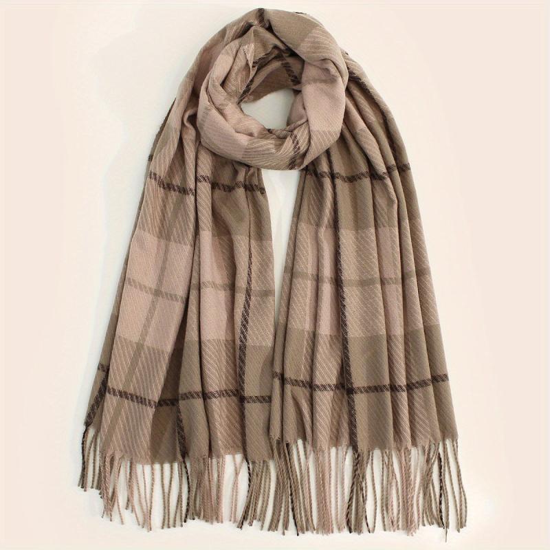 Plaid Warm Scarf Large Winter Shawl Casual Outdoor Wrap for Women
