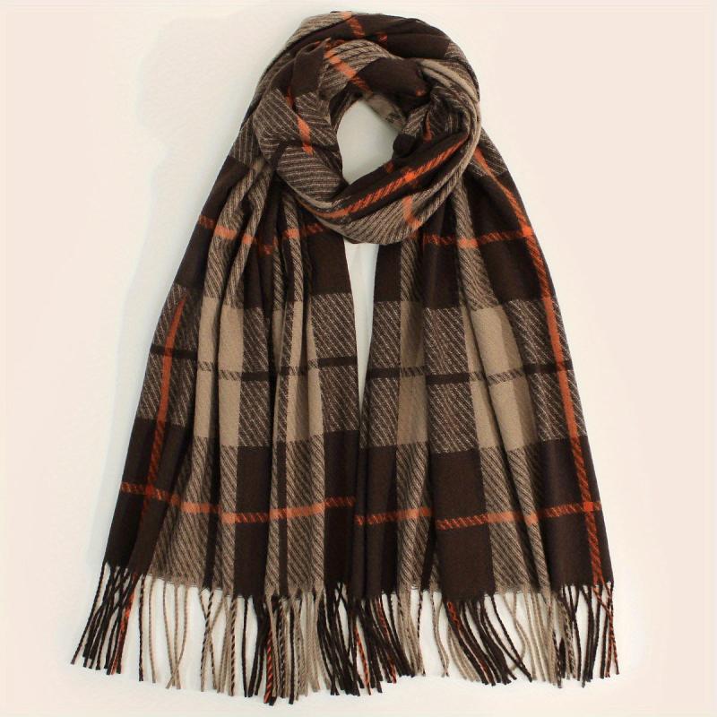 Plaid Warm Scarf Large Winter Shawl Casual Outdoor Wrap for Women