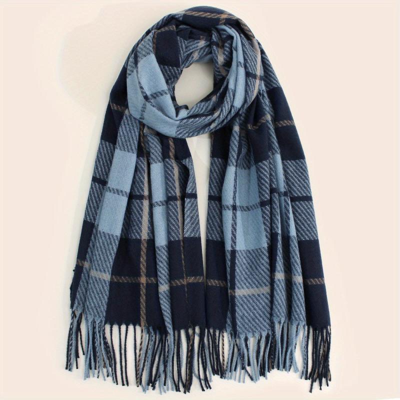 Plaid Warm Scarf Large Winter Shawl Casual Outdoor Wrap for Women