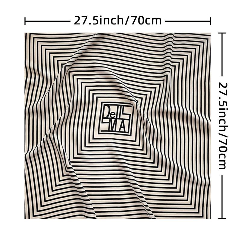 Striped Bandana Casual Silk Neckerchief Head Wrap Bag Handle Charm