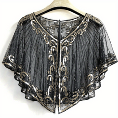 1920s Flapper Shawl Beaded Sequins Cape Wrap