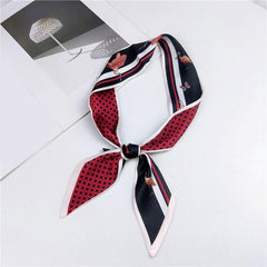 Heart Print Skinny Scarf Geometric Decorative Twilly Scarf For Women