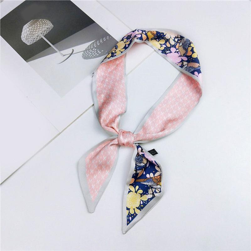 Heart Print Skinny Scarf Geometric Decorative Twilly Scarf For Women