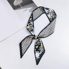 Heart Print Skinny Scarf Geometric Decorative Twilly Scarf For Women