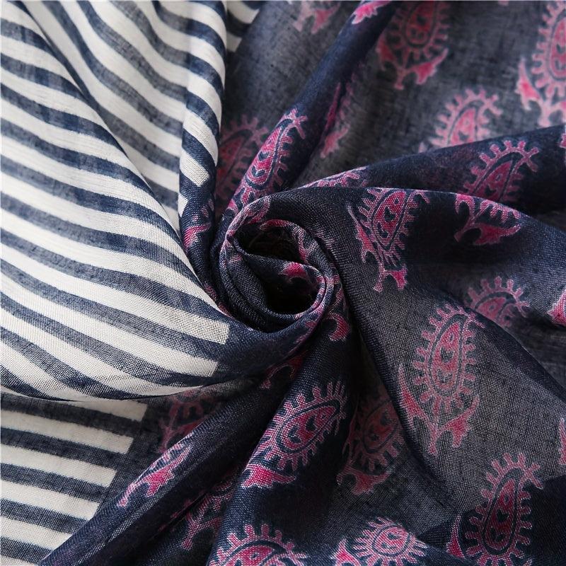 Colorful Paisley Printed Scarf Fringed Shawl Wrap Sunscreen Gauze Scarf