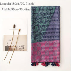Colorful Paisley Printed Scarf Fringed Shawl Wrap Sunscreen Gauze Scarf
