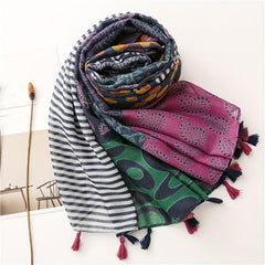Colorful Paisley Printed Scarf Fringed Shawl Wrap Sunscreen Gauze Scarf
