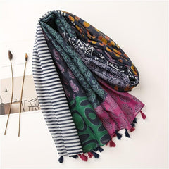 Colorful Paisley Printed Scarf Fringed Shawl Wrap Sunscreen Gauze Scarf