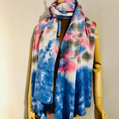 Long Scarf Purple Yellow Cotton Tie Dye Shawl Warm Wrap Windproof