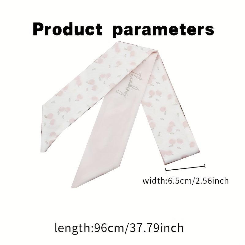 2pcs Pink Skinny Scarf Long Ribbon Neckerchief Twilly Scarf for Women