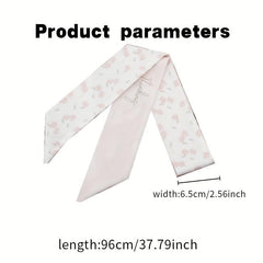 2pcs Pink Skinny Scarf Long Ribbon Neckerchief Twilly Scarf for Women