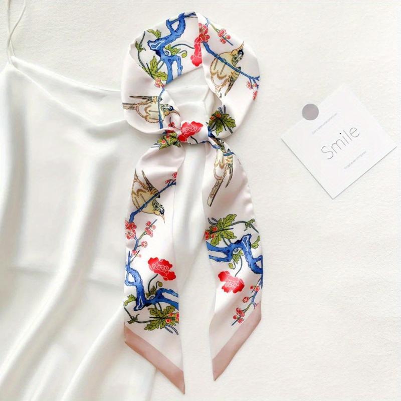 Butterfly Print Twilly Scarf Casual Ribbon Scarf