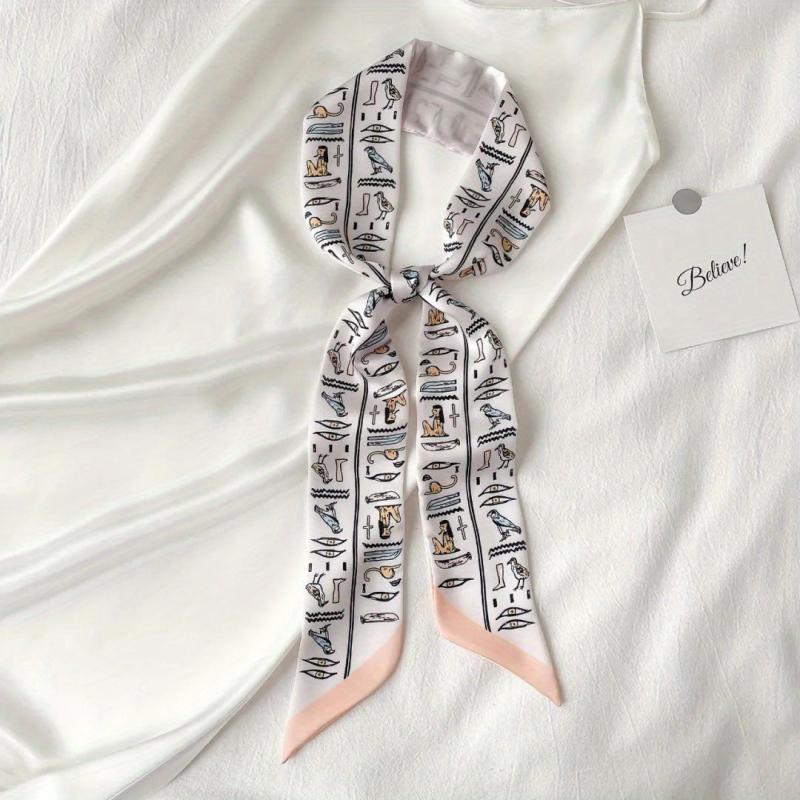 Butterfly Print Twilly Scarf Casual Ribbon Scarf