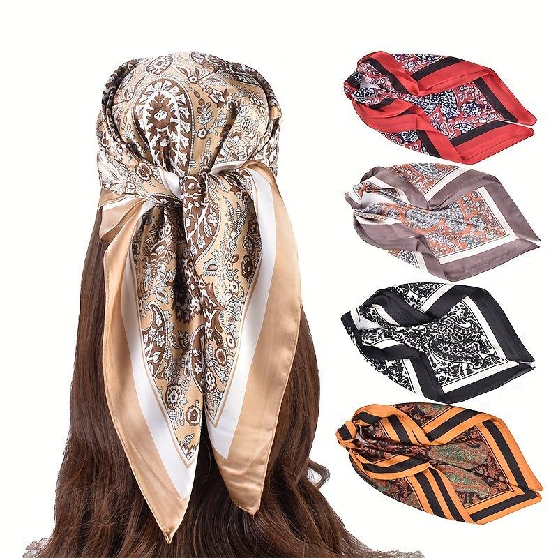 Classic Paisley Print Bandana Vintage Square Scarf Woman Necke...