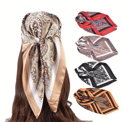 Classic Paisley Print Bandana Vintage Square Scarf Woman Necke...
