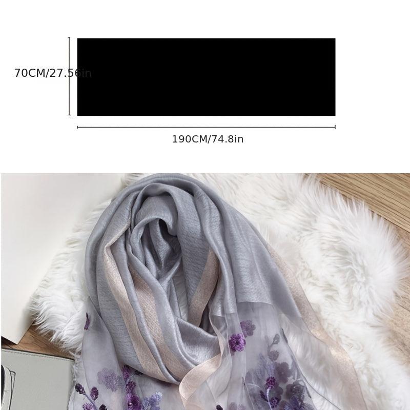 Begonia Flower Silky Scarf Women's Mother Striped Large Silk Scarf