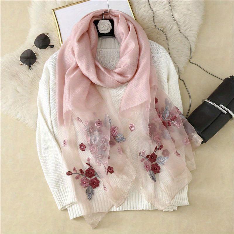 Begonia Flower Silky Scarf Women's Mother Striped Large Silk Scarf