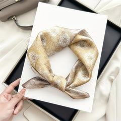 Classic Print Silk Bandana Vintage Square Scarf Neckerchief Casual Head Wraps