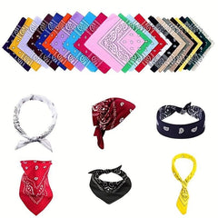 Boho Paisley Printed Scarf Vintage Square Turban Headwear Hair Accessories