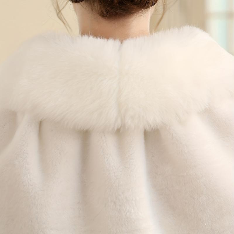 Plush Collar Wedding Shawl Ribbon Tied Wrap Bridal Faux Fur Capelet