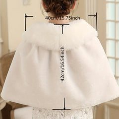 Plush Collar Wedding Shawl Ribbon Tied Wrap Bridal Faux Fur Capelet