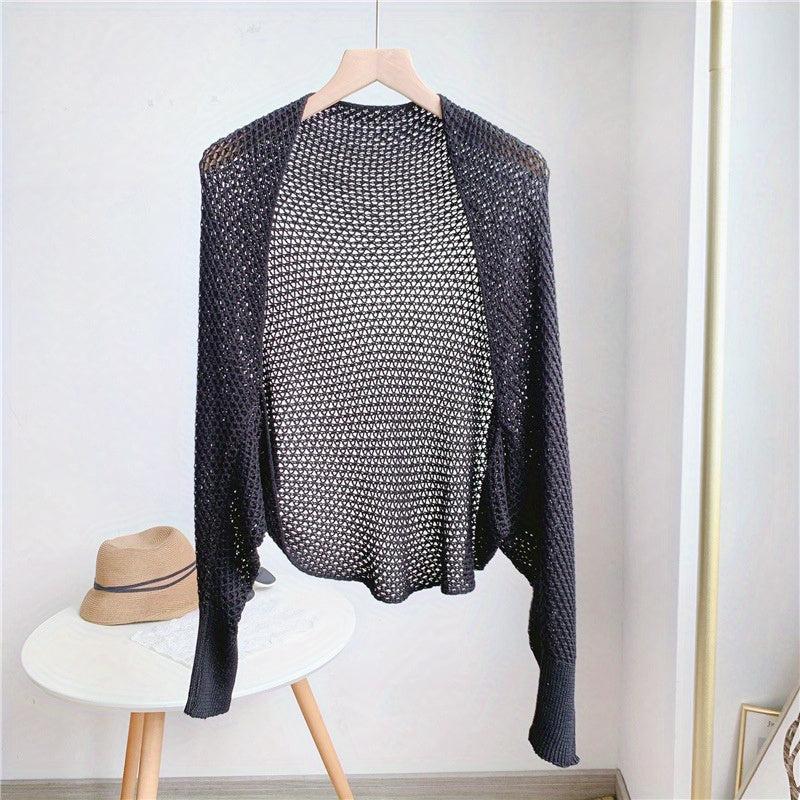 Knit Hollow Out Shawl Solid Outwear Cardigan for Evening Party Dress