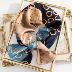 Long Ribbon Scarf Silk Thin Necktie Twill Floral Print Classic Hairband