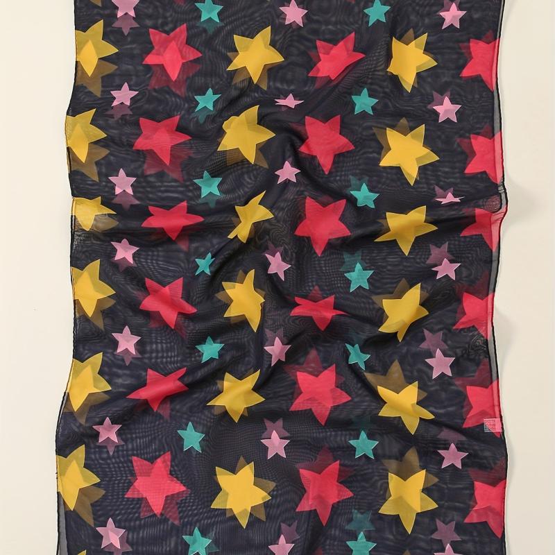 Pentagram Print Chiffon Scarf Lightweight Windproof Shawl