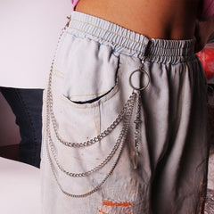 Punk Keys Chain For Pants Women Men Cross Keychain Clip On Chains Pants Belts