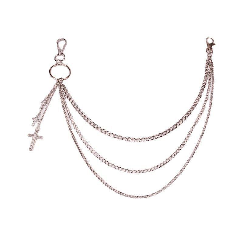 Punk Keys Chain For Pants Women Men Cross Keychain Clip On Chains Pants Belts