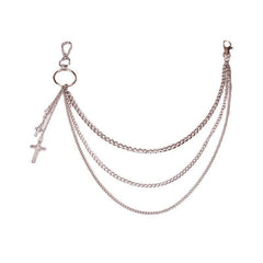Punk Keys Chain For Pants Women Men Cross Keychain Clip On Chains Pants Belts