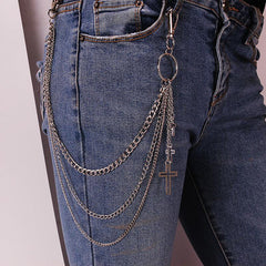 Punk Keys Chain For Pants Women Men Cross Keychain Clip On Chains Pants Belts