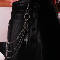 Punk Keys Chain For Pants Women Men Cross Keychain Clip On Chains Pants Belts