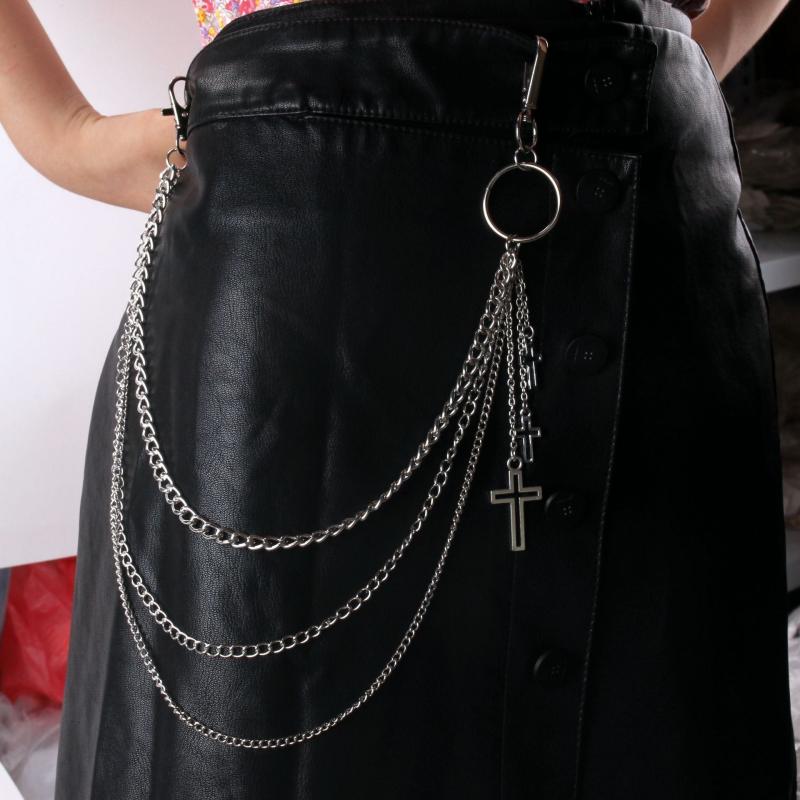 Punk Keys Chain For Pants Women Men Cross Keychain Clip On Chains Pants Belts
