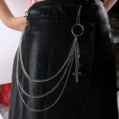 Punk Keys Chain For Pants Women Men Cross Keychain Clip On Chains Pants Belts