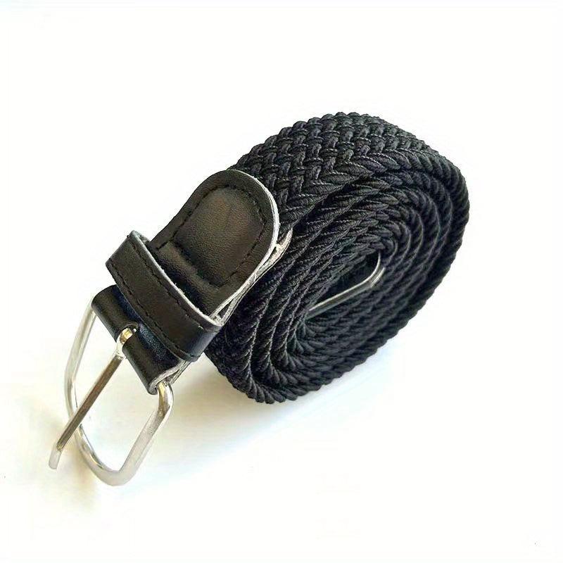 Casual Elastic Braided Belt with Alloy Buckle