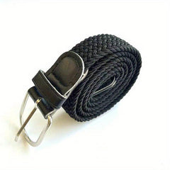 Casual Elastic Braided Belt with Alloy Buckle