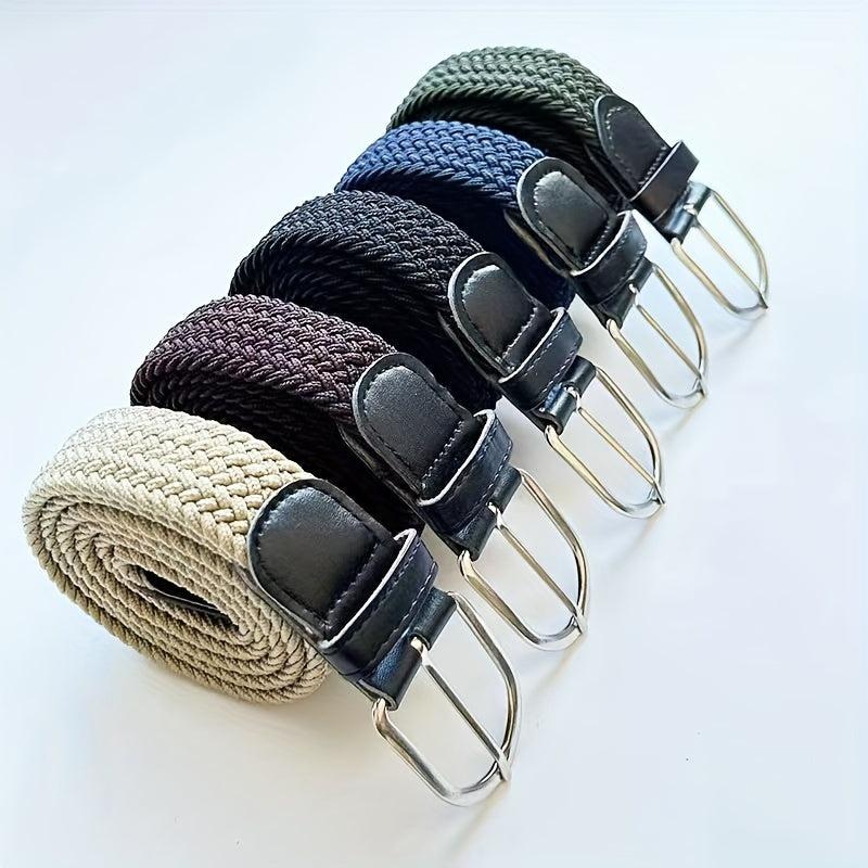 Casual Elastic Braided Belt with Alloy Buckle