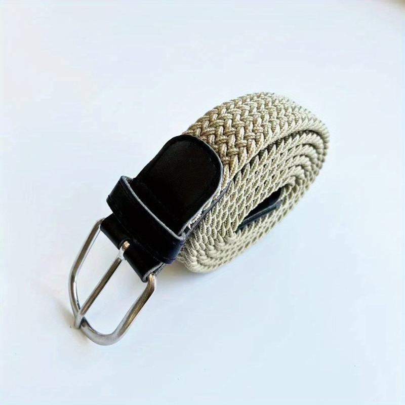 Casual Elastic Braided Belt with Alloy Buckle