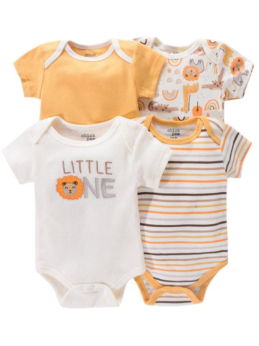 Newborn Infant Romper Short Sleeve Cartoon Animal Flowers Print Bodysuit Onesies